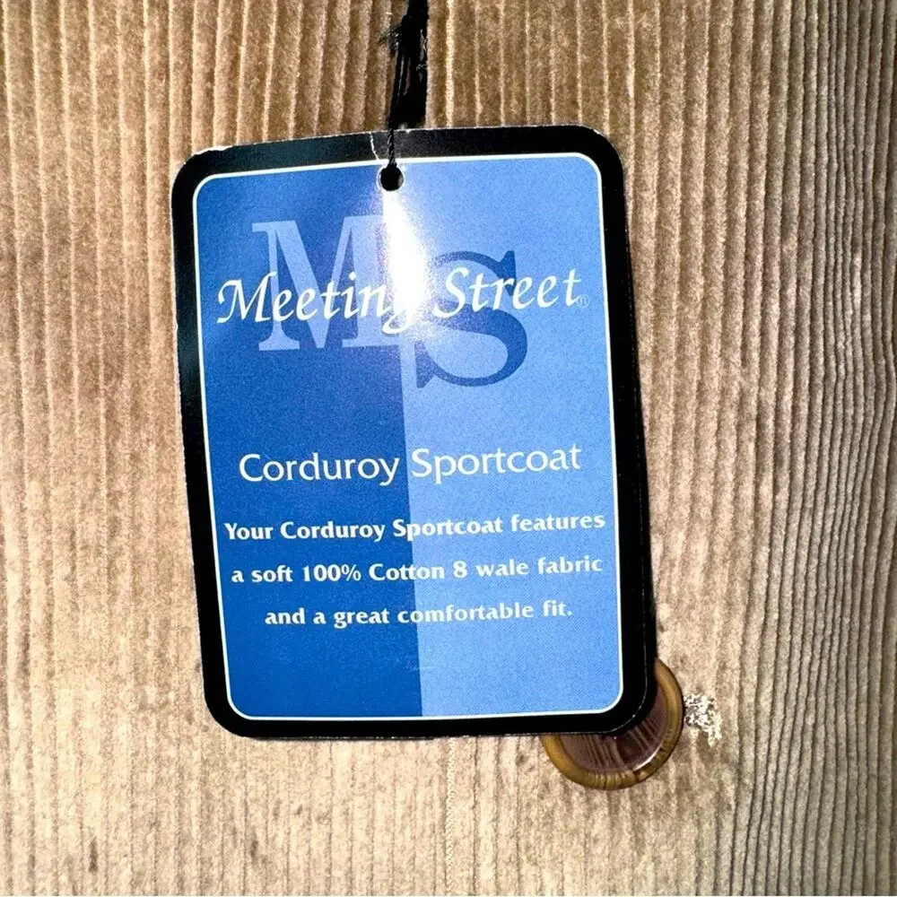 NWT Mens Meeting ST Corduroy Sport-coat Blazer 100% Cotton Tan size 40 Regular